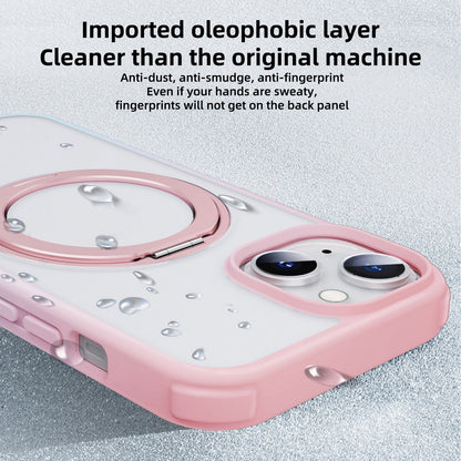 ELECTROPRIME For iPhone 15 MagSafe Holder PC Hybrid TPU Phone Case(Pink Blue)