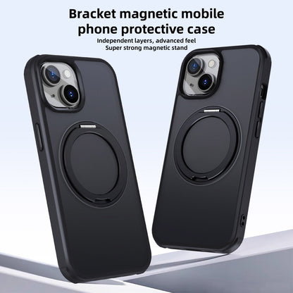 ELECTROPRIME For iPhone 15 MagSafe Holder PC Hybrid TPU Phone Case(Matte Black)