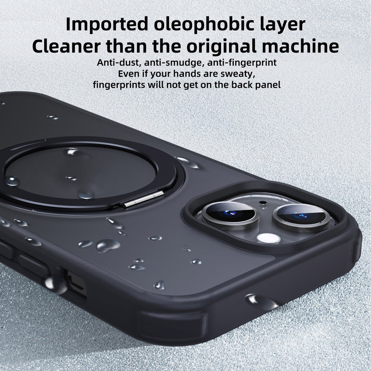ELECTROPRIME For iPhone 15 MagSafe Holder PC Hybrid TPU Phone Case(Matte Black)