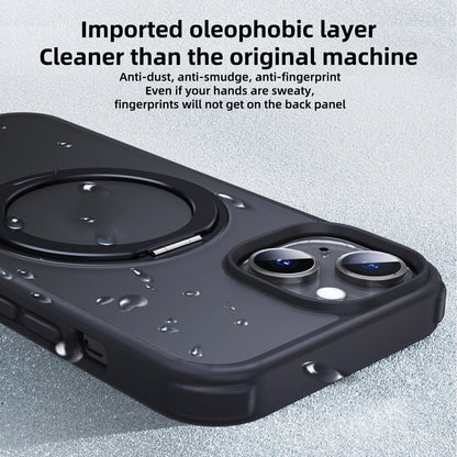 ELECTROPRIME For iPhone 15 MagSafe Holder PC Hybrid TPU Phone Case(Matte Black)