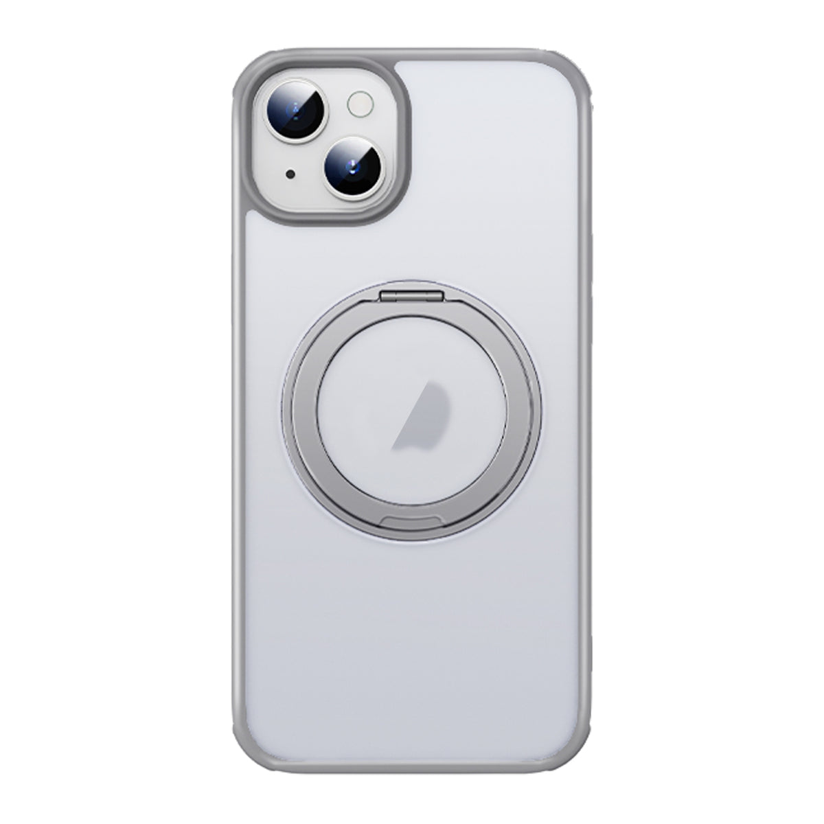 ELECTROPRIME For iPhone 15 MagSafe Holder PC Hybrid TPU Phone Case(Matte Grey)