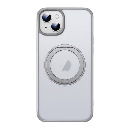 ELECTROPRIME For iPhone 15 MagSafe Holder PC Hybrid TPU Phone Case(Matte Grey)