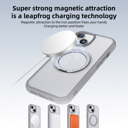ELECTROPRIME For iPhone 15 MagSafe Holder PC Hybrid TPU Phone Case(Matte Grey)