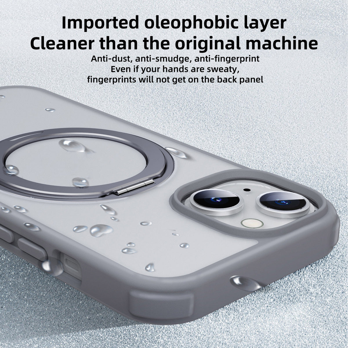 ELECTROPRIME For iPhone 15 MagSafe Holder PC Hybrid TPU Phone Case(Matte Grey)