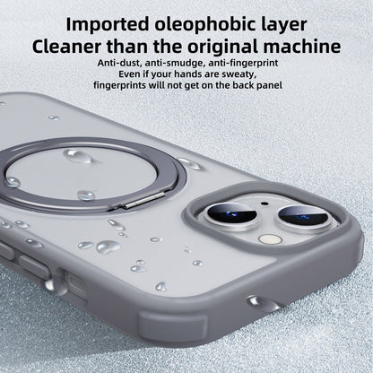 ELECTROPRIME For iPhone 15 MagSafe Holder PC Hybrid TPU Phone Case(Matte Grey)