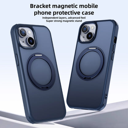 ELECTROPRIME For iPhone 15 MagSafe Holder PC Hybrid TPU Phone Case(Matte Blue)