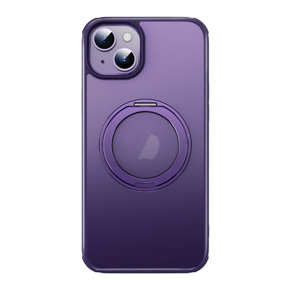 ELECTROPRIME For iPhone 15 MagSafe Holder PC Hybrid TPU Phone Case(Matte Purple)