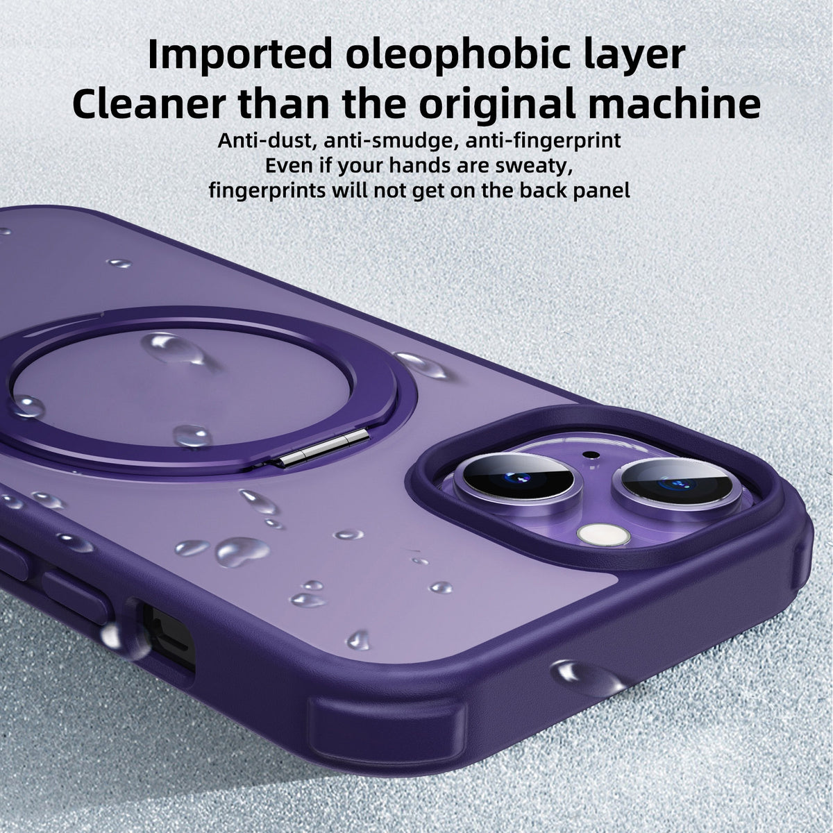 ELECTROPRIME For iPhone 15 MagSafe Holder PC Hybrid TPU Phone Case(Matte Purple)