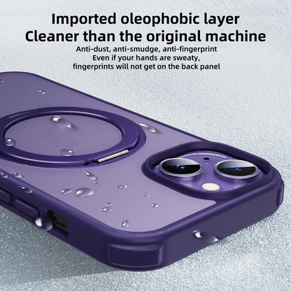 ELECTROPRIME For iPhone 15 MagSafe Holder PC Hybrid TPU Phone Case(Matte Purple)