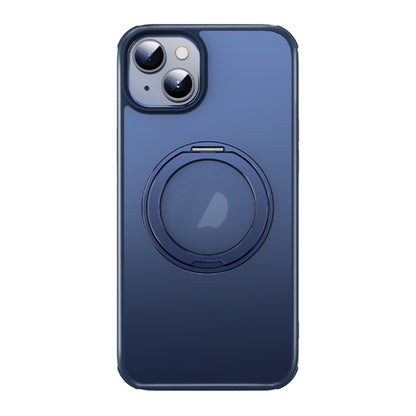 ELECTROPRIME For iPhone 15 Plus MagSafe Holder PC Hybrid TPU Phone Case(Matte Blue)