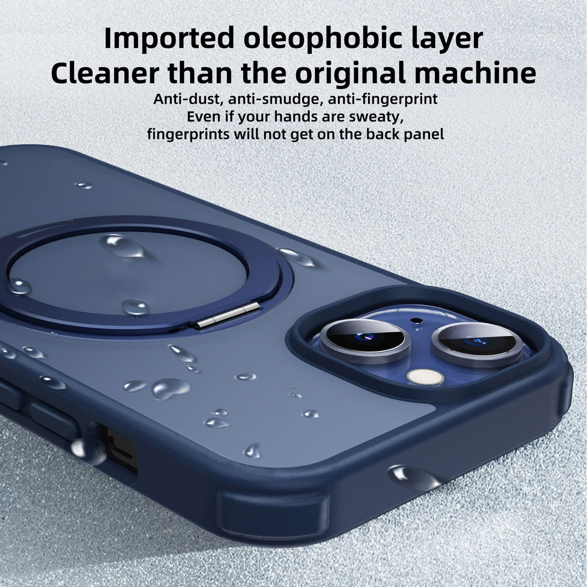 ELECTROPRIME For iPhone 15 Plus MagSafe Holder PC Hybrid TPU Phone Case(Matte Blue)