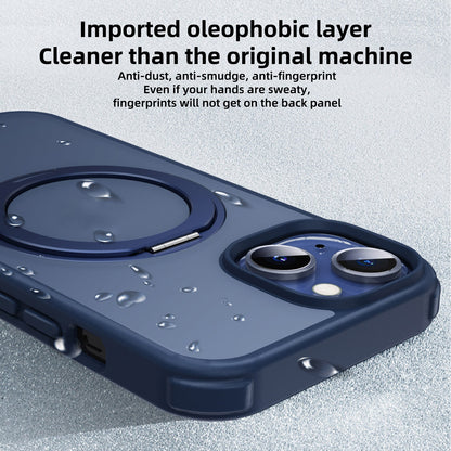 ELECTROPRIME For iPhone 15 Plus MagSafe Holder PC Hybrid TPU Phone Case(Matte Blue)