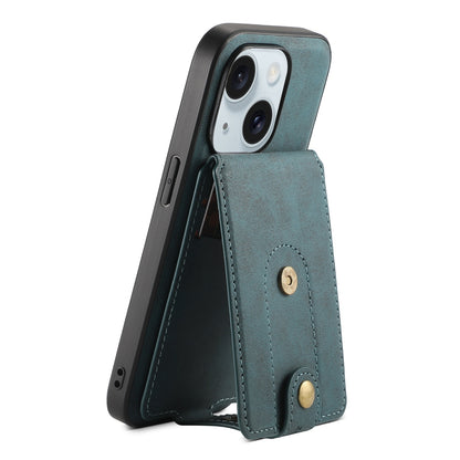 ELECTROPRIME For iPhone 15 Plus Denior D14 NK Retro Pattern MagSafe Magnetic Card Holder Leather Phone Case(Blue)
