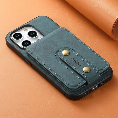 ELECTROPRIME For iPhone 15 Plus Denior D14 NK Retro Pattern MagSafe Magnetic Card Holder Leather Phone Case(Blue)
