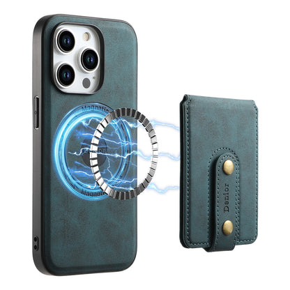 ELECTROPRIME For iPhone 15 Plus Denior D14 NK Retro Pattern MagSafe Magnetic Card Holder Leather Phone Case(Blue)