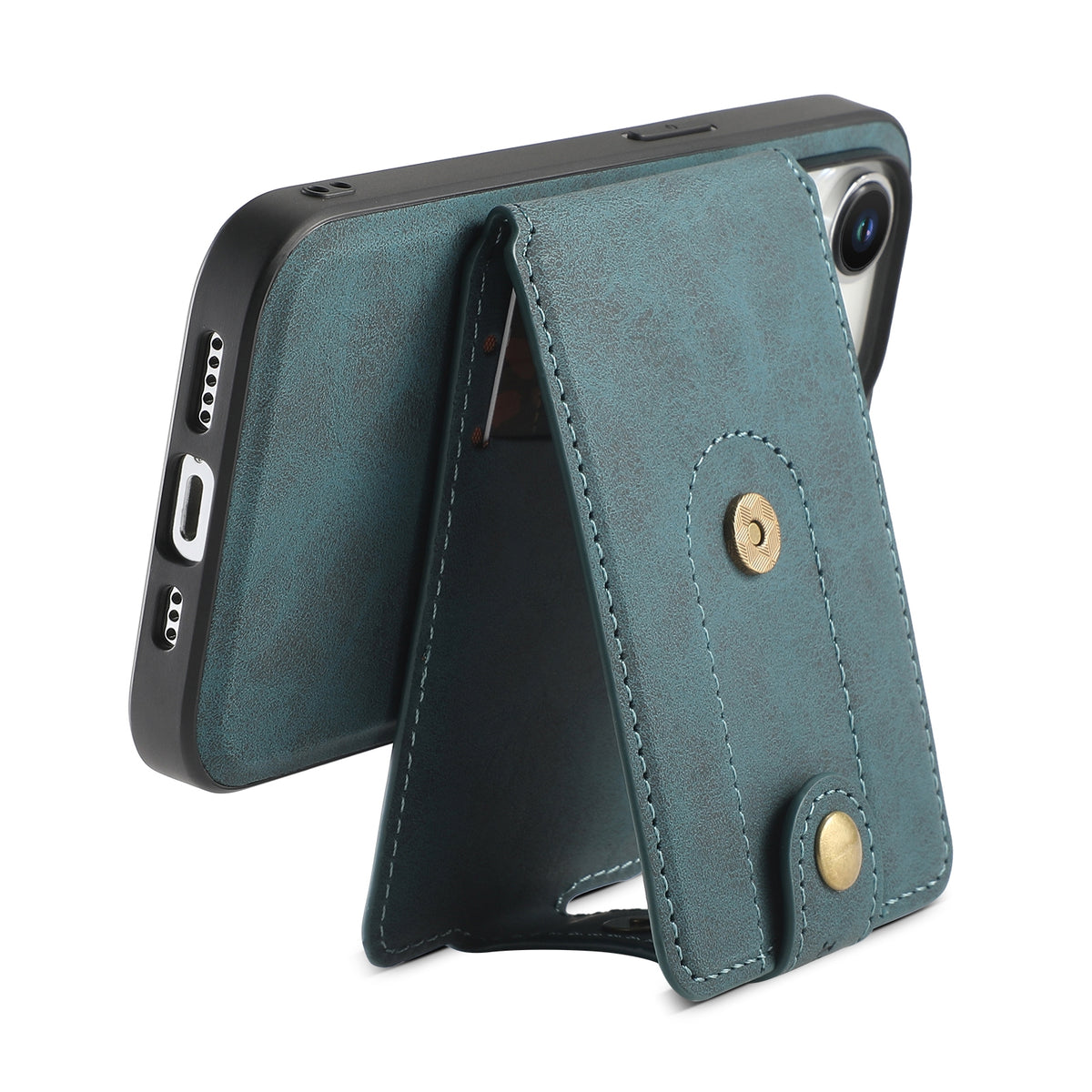 ELECTROPRIME For iPhone 15 Plus Denior D14 NK Retro Pattern MagSafe Magnetic Card Holder Leather Phone Case(Blue)