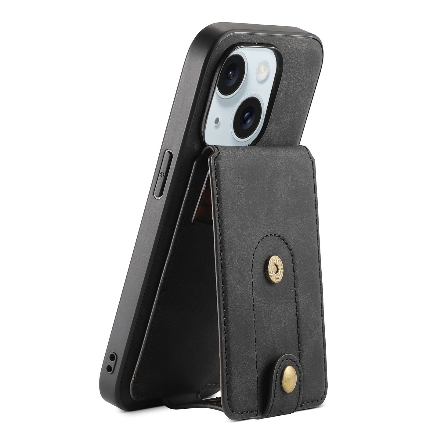 ELECTROPRIME For iPhone 15 Denior D14 NK Retro Pattern MagSafe Magnetic Card Holder Leather Phone Case(Black)