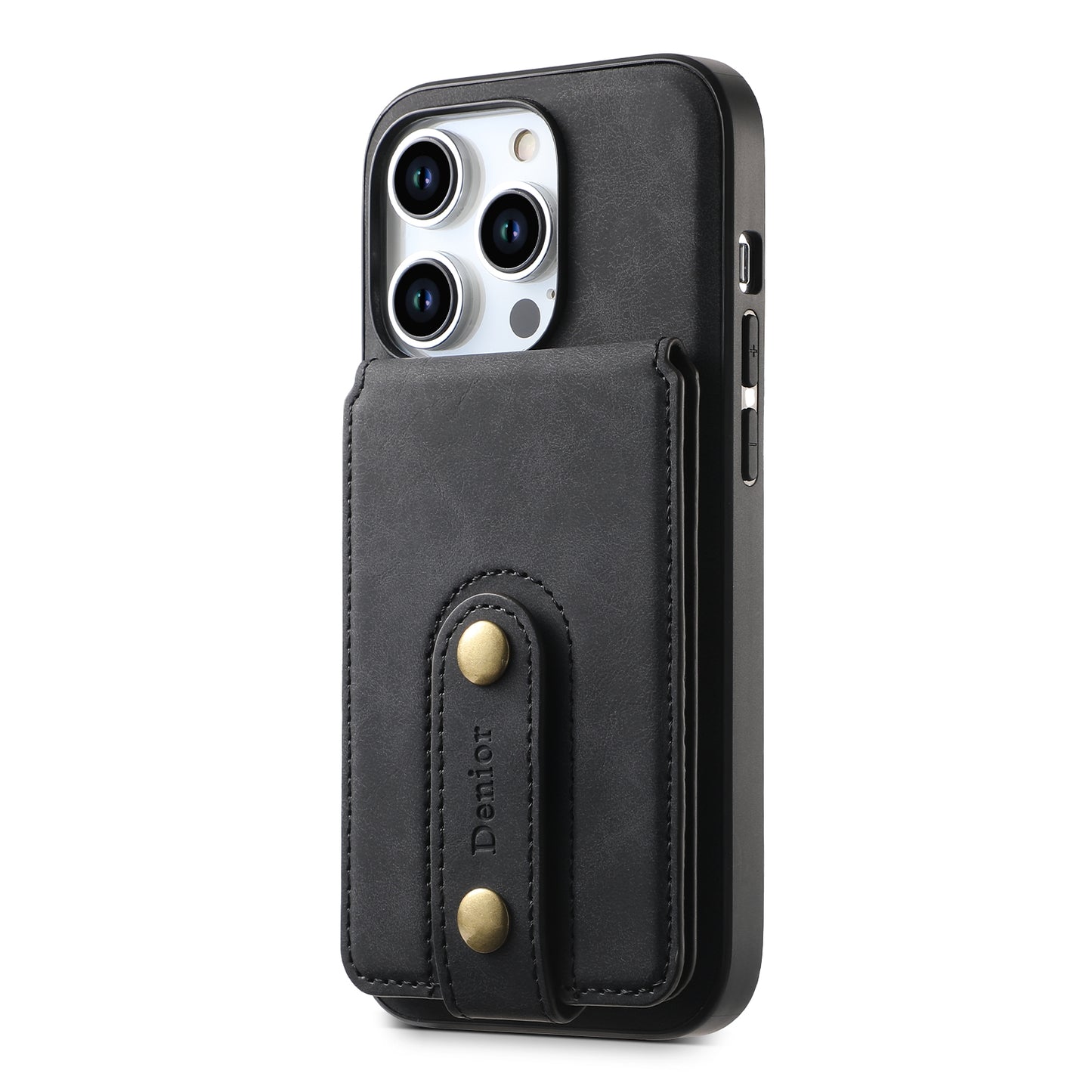 ELECTROPRIME For iPhone 15 Denior D14 NK Retro Pattern MagSafe Magnetic Card Holder Leather Phone Case(Black)
