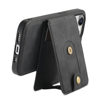 ELECTROPRIME For iPhone 15 Denior D14 NK Retro Pattern MagSafe Magnetic Card Holder Leather Phone Case(Black)