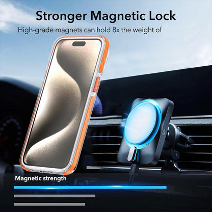 ELECTROPRIME For iPhone 15 Plus Two-color Glitter Powder Lens Holder Magsafe Phone Case(Black)