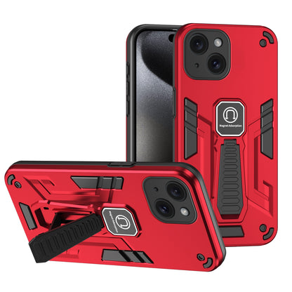 ELECTROPRIME For iPhone 15 Shockproof Holder Phone Case(Red)