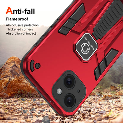 ELECTROPRIME For iPhone 15 Shockproof Holder Phone Case(Red)