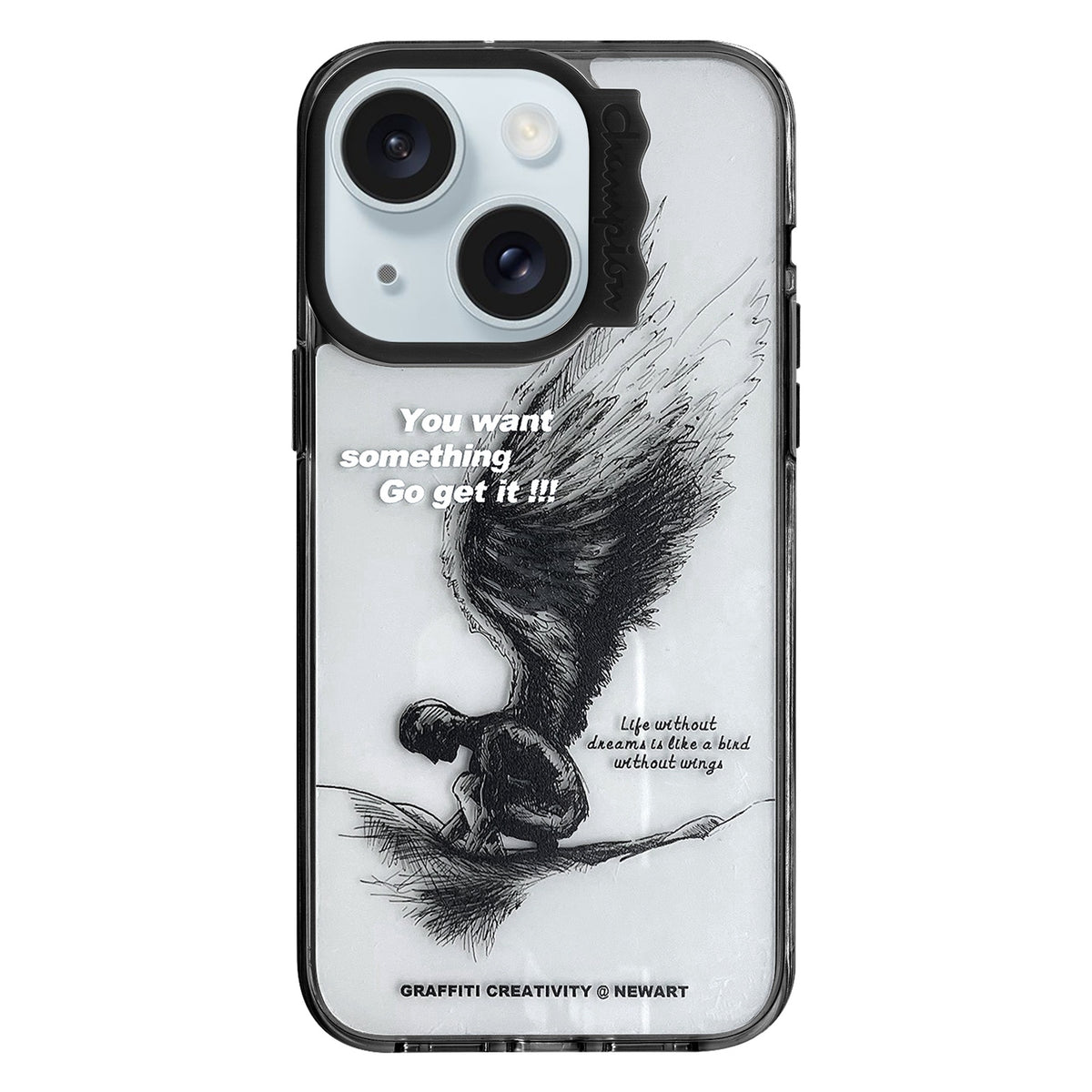 ELECTROPRIME For iPhone 15 Colorful Wave Circle Creative Pattern Phone Case(Sketch Wings)