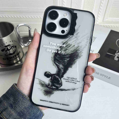 ELECTROPRIME For iPhone 15 Colorful Wave Circle Creative Pattern Phone Case(Sketch Wings)