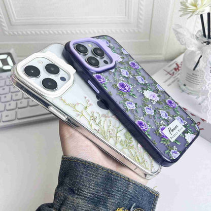 ELECTROPRIME For iPhone 15 Colorful Wave Circle Creative Pattern Phone Case(Purple Flower)