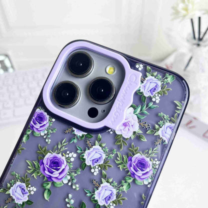 ELECTROPRIME For iPhone 15 Colorful Wave Circle Creative Pattern Phone Case(Purple Flower)