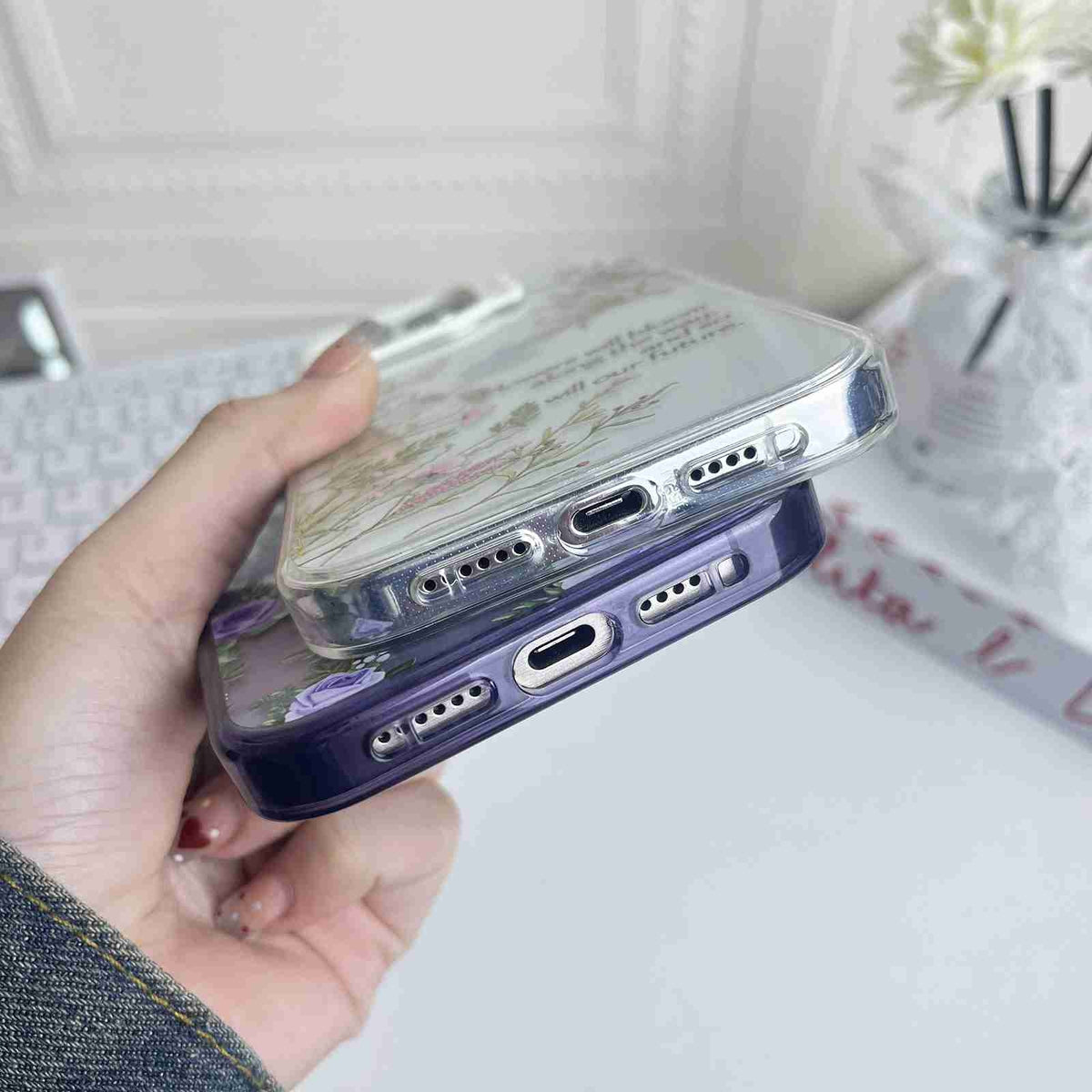 ELECTROPRIME For iPhone 15 Colorful Wave Circle Creative Pattern Phone Case(Purple Flower)