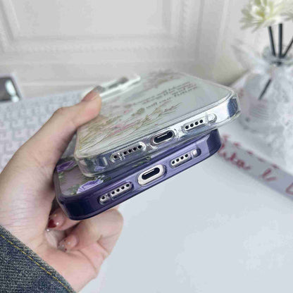 ELECTROPRIME For iPhone 15 Colorful Wave Circle Creative Pattern Phone Case(Purple Flower)