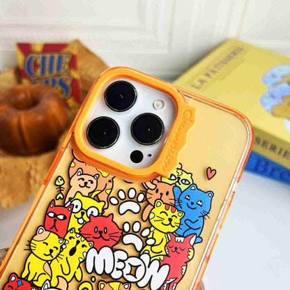 ELECTROPRIME For iPhone 15 Colorful Wave Circle Creative Pattern Phone Case(Black Animals)