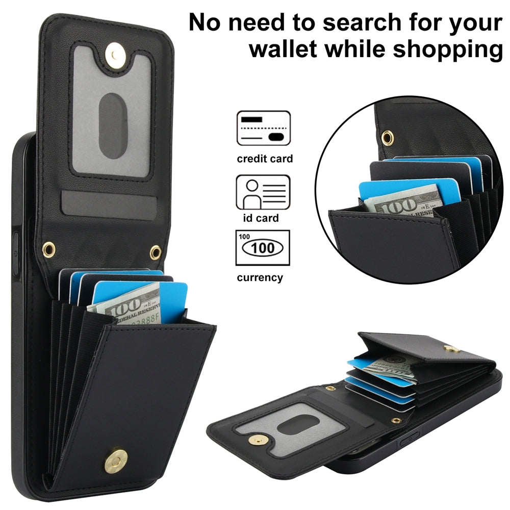 ELECTROPRIME For iPhone 15 Plus YM015 Crossbody Rhombic Card Bag RFID Phone Case(Black)