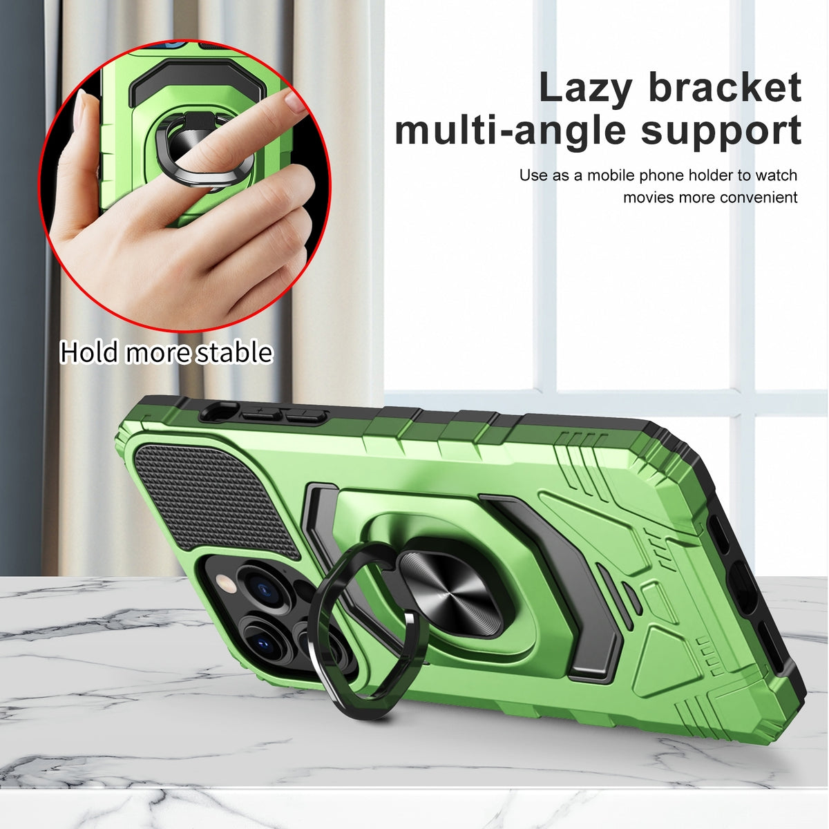 ELECTROPRIME For iPhone 15 Plus Magnetic Ring Holder Phone Case(Green)