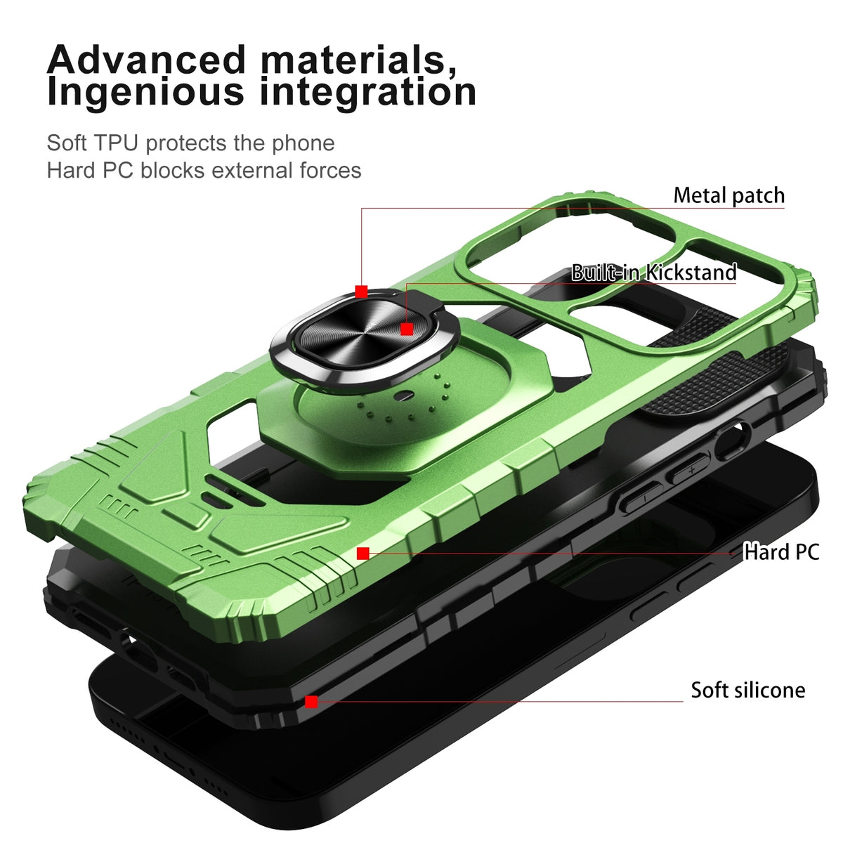 ELECTROPRIME For iPhone 15 Plus Magnetic Ring Holder Phone Case(Green)