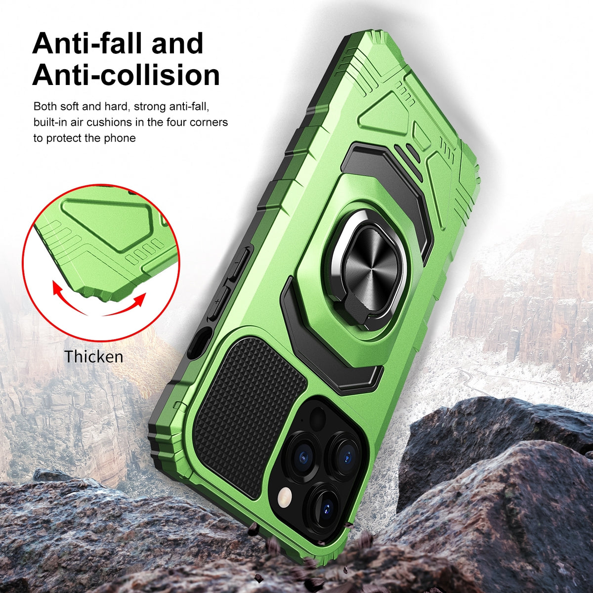 ELECTROPRIME For iPhone 15 Plus Magnetic Ring Holder Phone Case(Green)