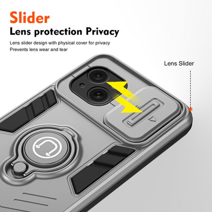 ELECTROPRIME For iPhone 15 Plus Camshield Ring Holder Phone Case(Grey)