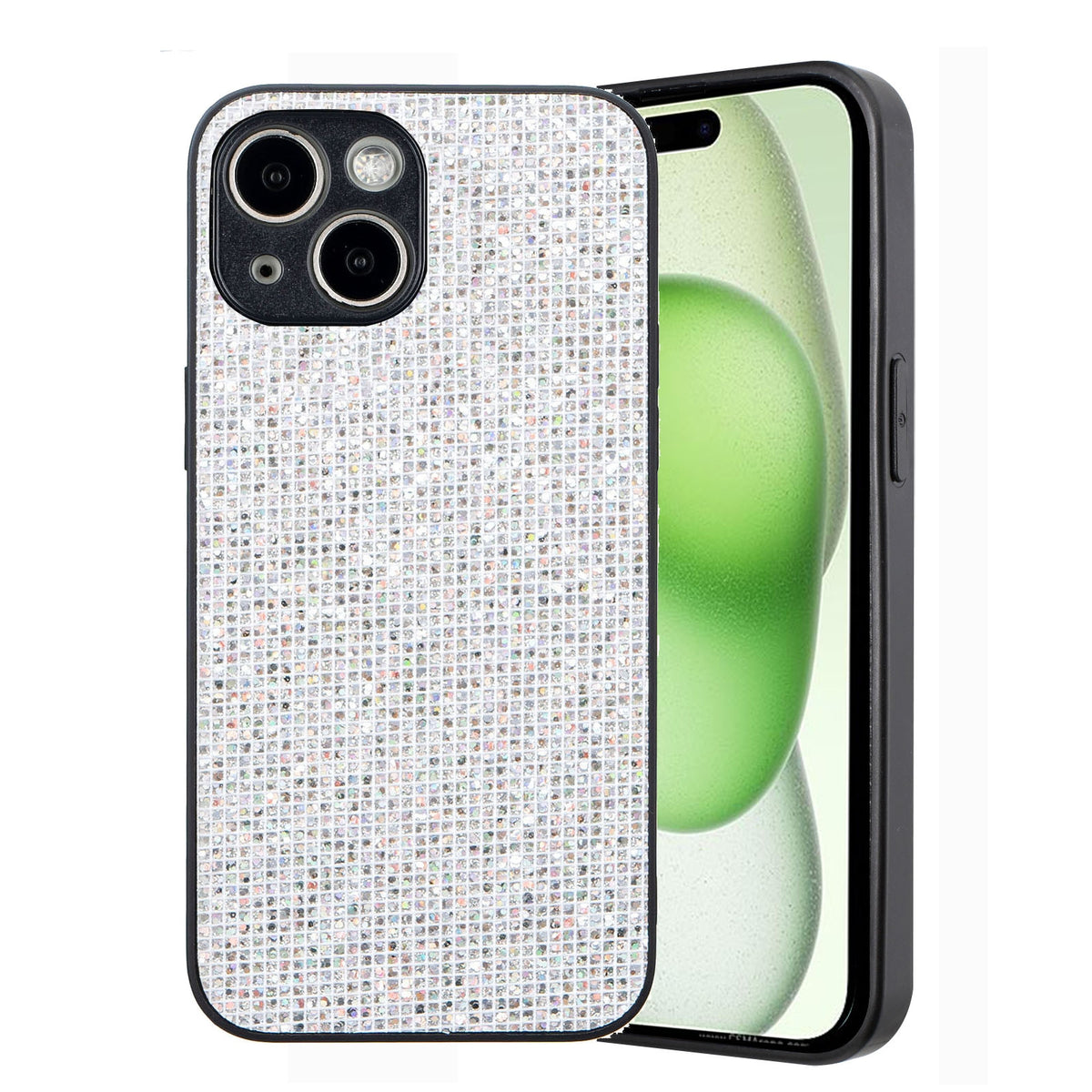 ELECTROPRIME For iPhone 15 Plus Glitter Powder TPU Hybrid PC Phone Case(White)