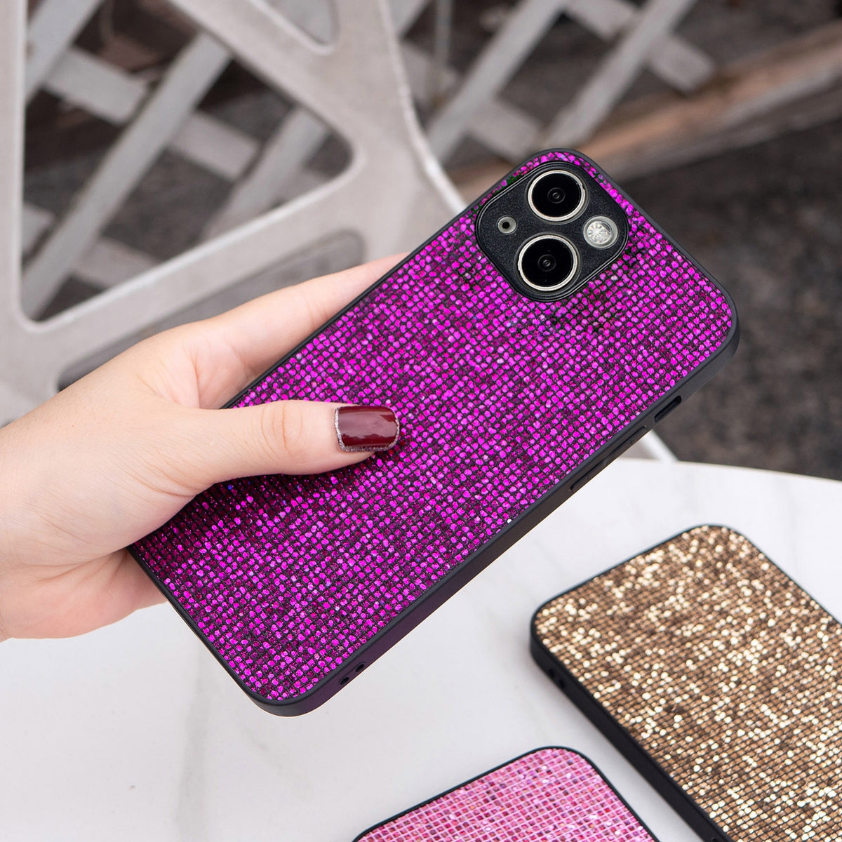 ELECTROPRIME For iPhone 15 Glitter Powder TPU Hybrid PC Phone Case(Purple)