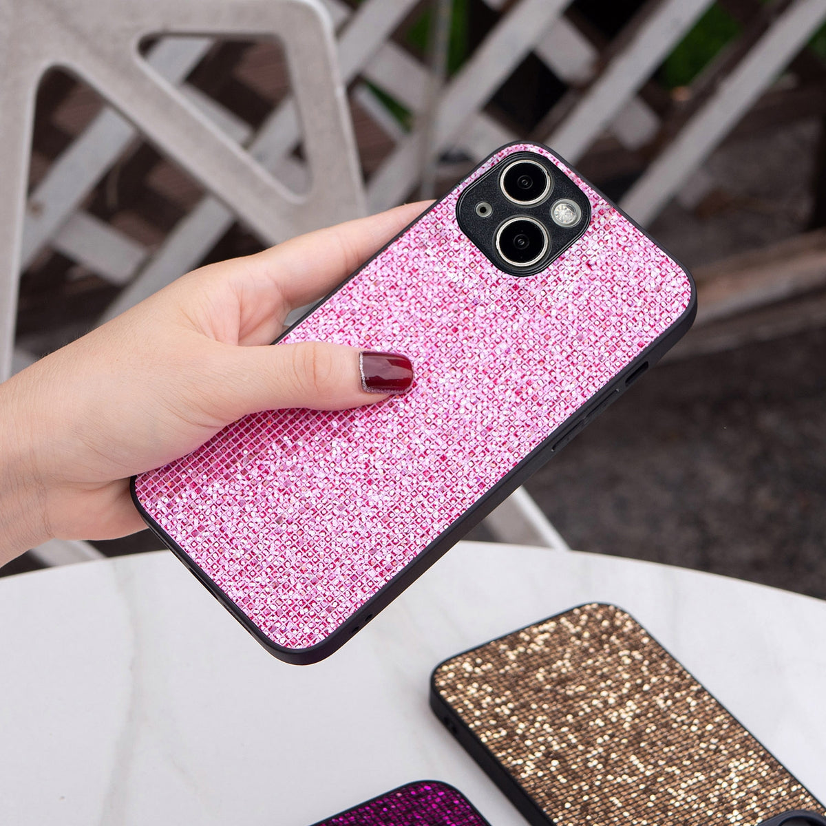 ELECTROPRIME For iPhone 15 Glitter Powder TPU Hybrid PC Phone Case(Pink)