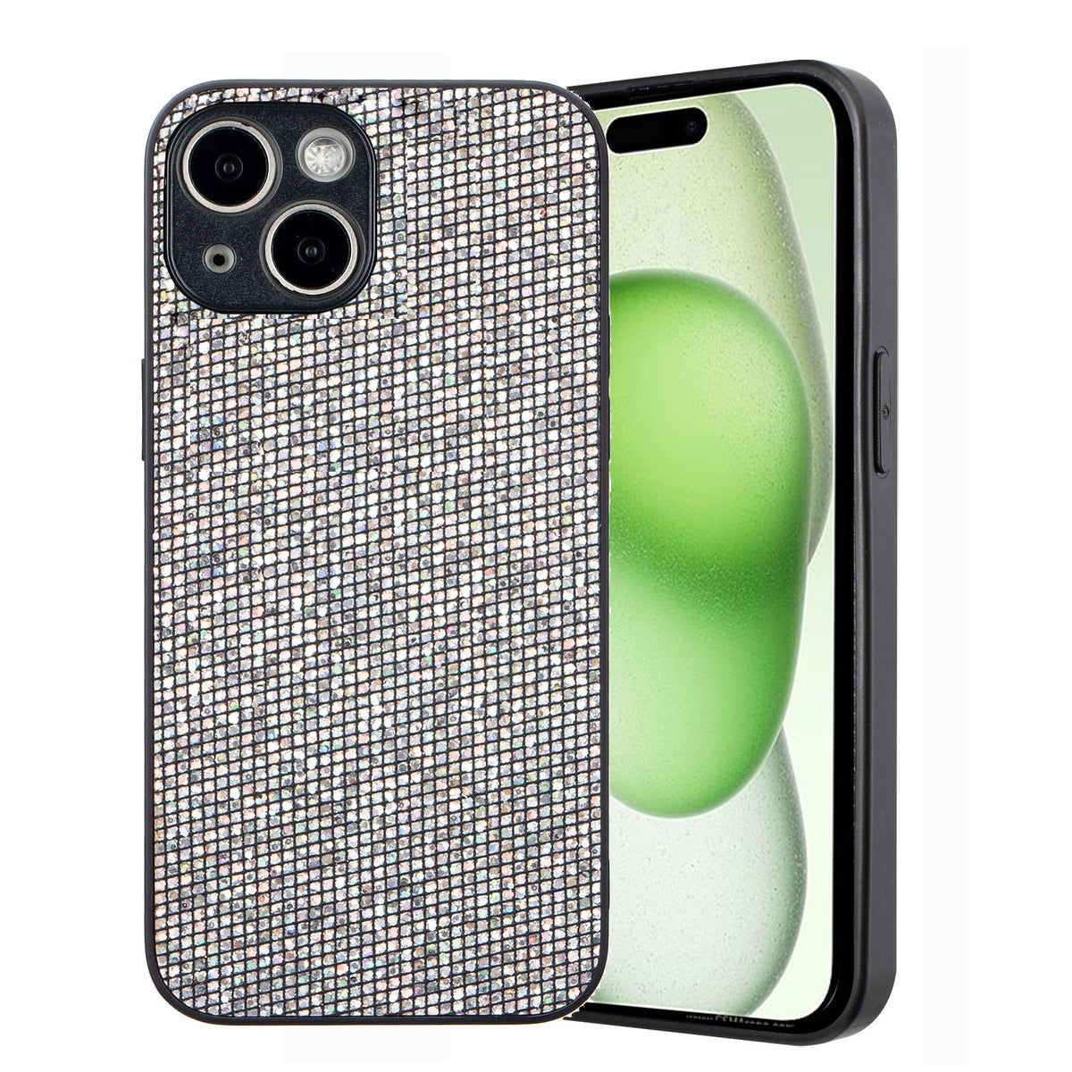 ELECTROPRIME For iPhone 15 Glitter Powder TPU Hybrid PC Phone Case(Silver)