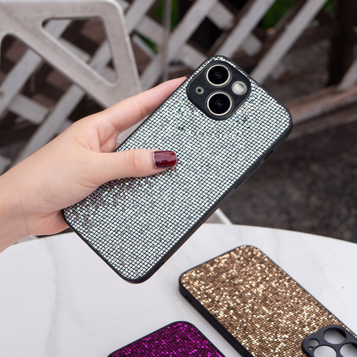 ELECTROPRIME For iPhone 15 Glitter Powder TPU Hybrid PC Phone Case(Silver)