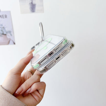 ELECTROPRIME For iPhone 15 Plus J2 High Transparent MagSafe Magnetic Frame Holder Phone Case(White)