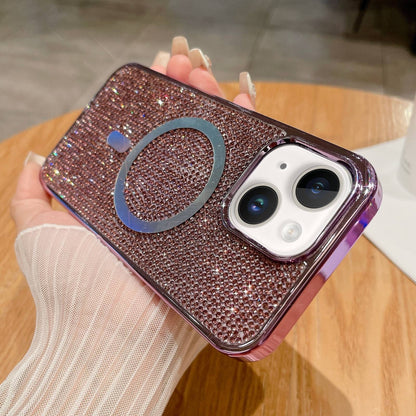 ELECTROPRIME For iPhone 15 Plus Diamonds Plated Magsafe Phone Case(Purple)