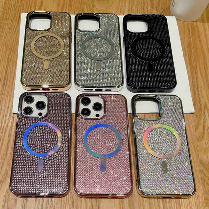 ELECTROPRIME For iPhone 15 Plus Diamonds Plated Magsafe Phone Case(Purple)
