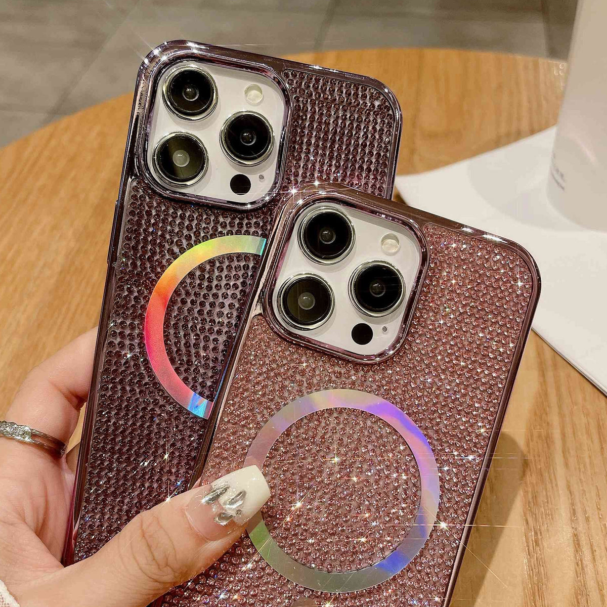 ELECTROPRIME For iPhone 15 Plus Diamonds Plated Magsafe Phone Case(Purple)