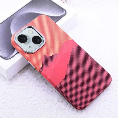 ELECTROPRIME For iPhone 15 Kevlar Carbon Fiber Texture MagSafe Magnetic Phone Case(Orange)