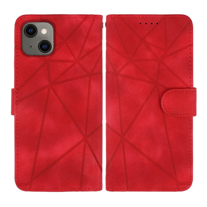 ELECTROPRIME For iPhone 15 Skin Feel Geometric Lines Leather Phone Case(Red)