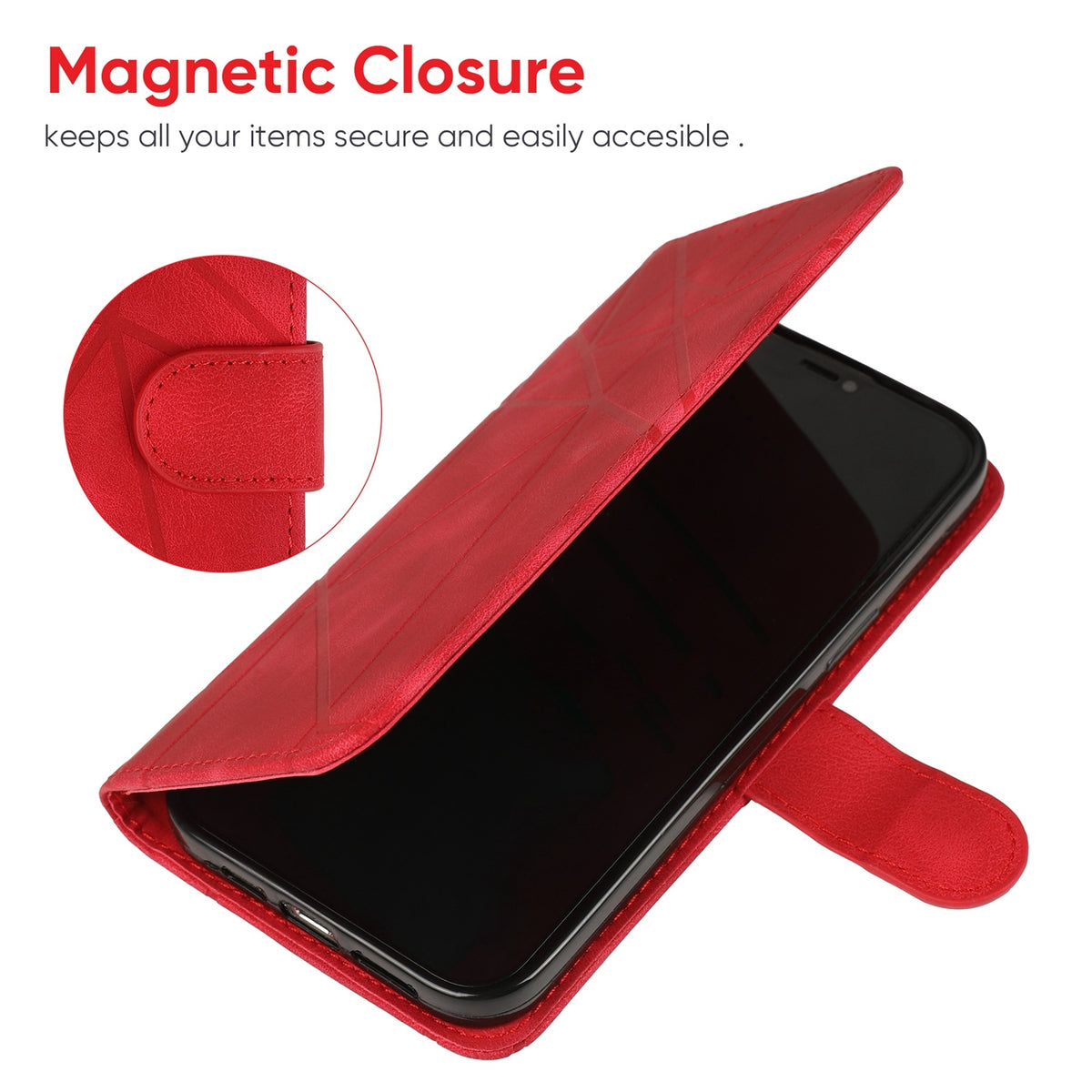 ELECTROPRIME For iPhone 15 Skin Feel Geometric Lines Leather Phone Case(Red)